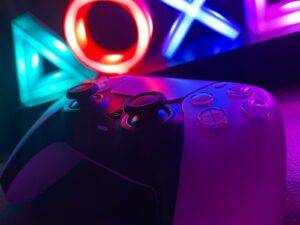 a close up of a video game controller